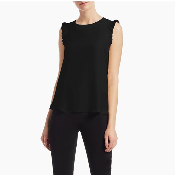 Cinq à Sept Tous Les Jours Navy Blue Ruffle Trim Tank Size L - Picture 2 of 6